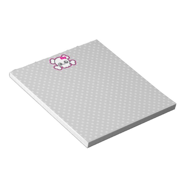 Kawaii Pink Ribbon Skull Notepad Notizblock (angewinkelt)