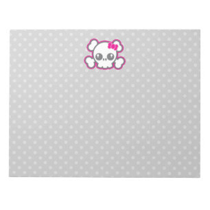 Kawaii Pink Ribbon Skull Notepad Notizblock