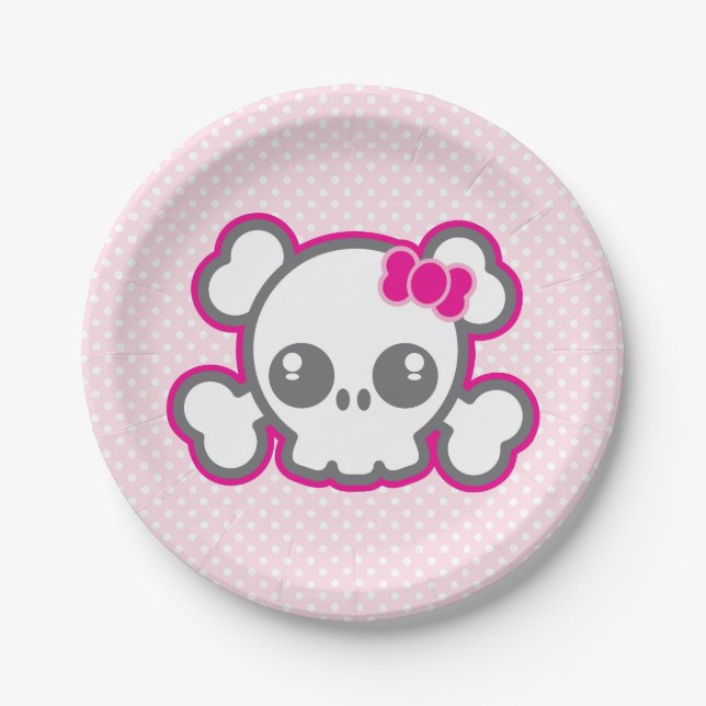 Kawaii Pink Ribbon Skull Paper Teller (Vorderseite)