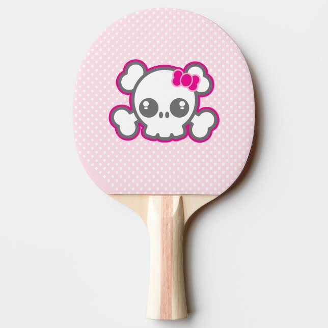 Kawaii Pink Ribbon Skull Ping Pong Paddle Tischtennis Schläger (Rückseite)