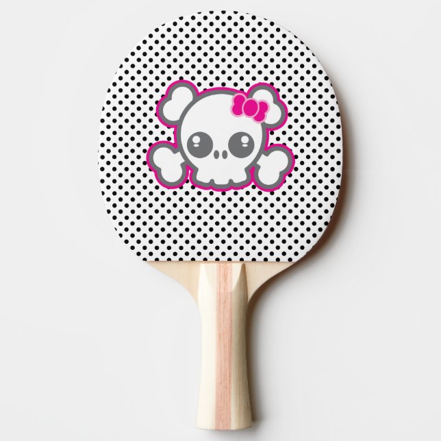Kawaii Pink Ribbon Skull Ping Pong Paddle Tischtennis Schläger (Rückseite)