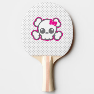 Kawaii Pink Ribbon Skull Ping Pong Paddle Tischtennis Schläger