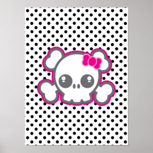 Kawaii Pink Ribbon Skull Poster drucken