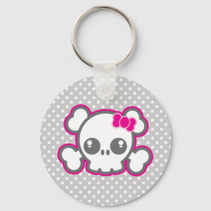 Kawaii Pink Ribbon Skull Schlüsselanhänger