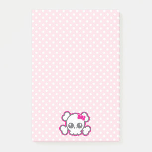 Kawaii Pink Ribbon Skull Sticky Note Cards Post-it Klebezettel