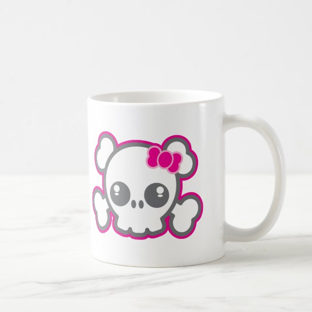 Kawaii Pink Ribbon Skull Tasse (Rechts)
