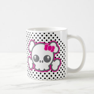 Kawaii Pink Ribbon Skull Tasse