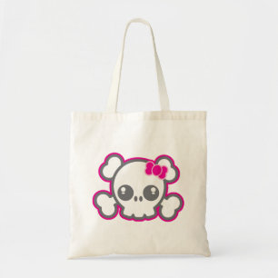 Kawaii Pink Ribbon Skull Tote Bag Tragetasche