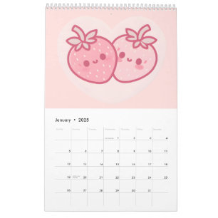 Kawaii Pink Valentines Erdbeeren Kalender