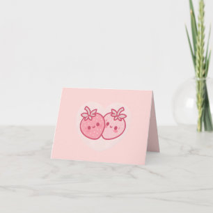 Kawaii Pink Valentines Erdbeeren Karte