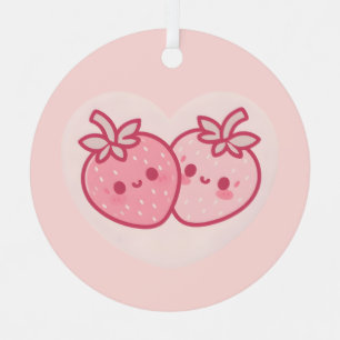 Kawaii Pink Valentines Erdbeeren Ornament Aus Metall