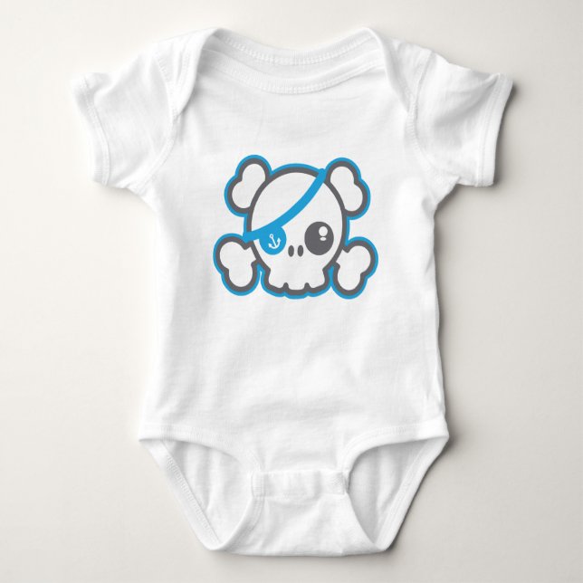 Kawaii Pirate Skull Bekleidung Baby Strampler (Vorderseite)