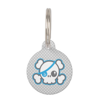 Kawaii Pirate Skull Dog Tag Haustiermarke