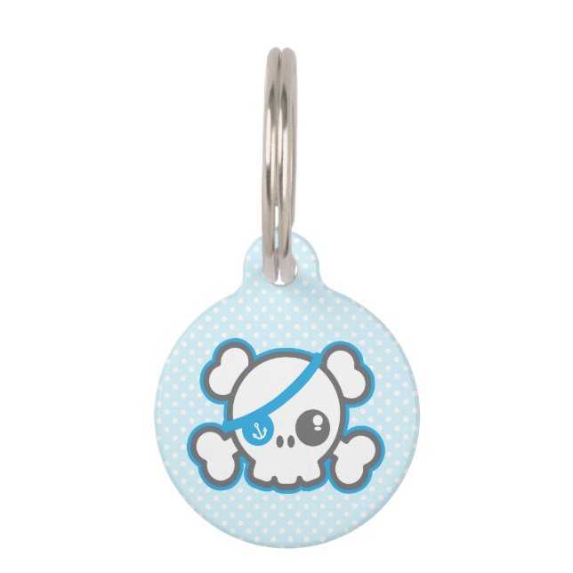 Kawaii Pirate Skull Dog Tag Haustiermarke (Vorderseite)