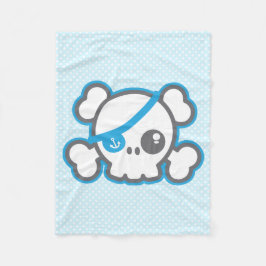 Kawaii Pirate Skull Fleece Blanket