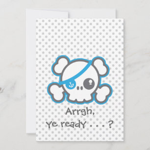 Kawaii Pirate Skull Halloween-Party Einladung