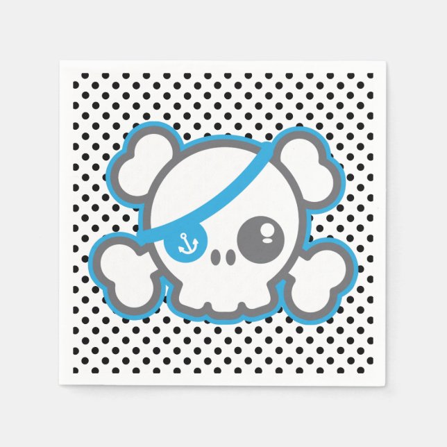 Kawaii Pirate Skull Napkins Serviette (Vorderseite)