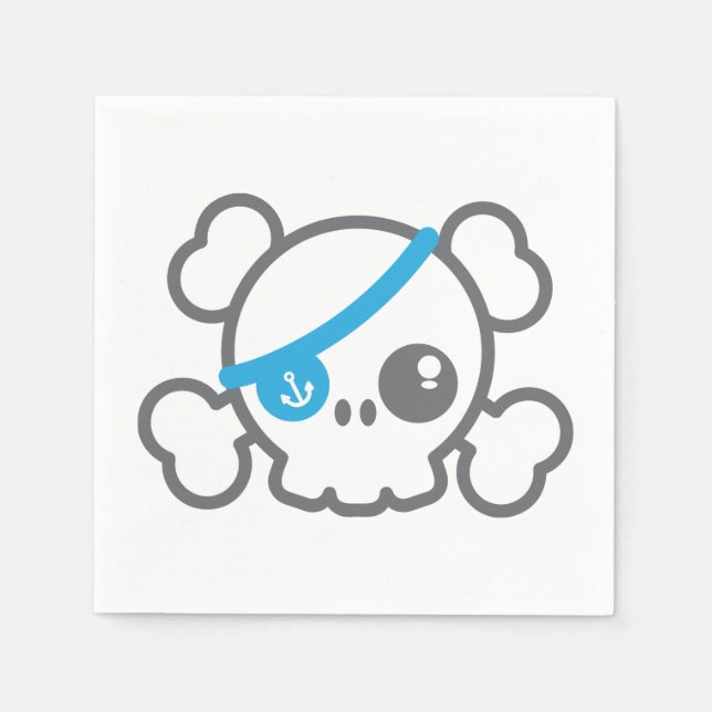 Kawaii Pirate Skull Napkins Serviette (Vorderseite)