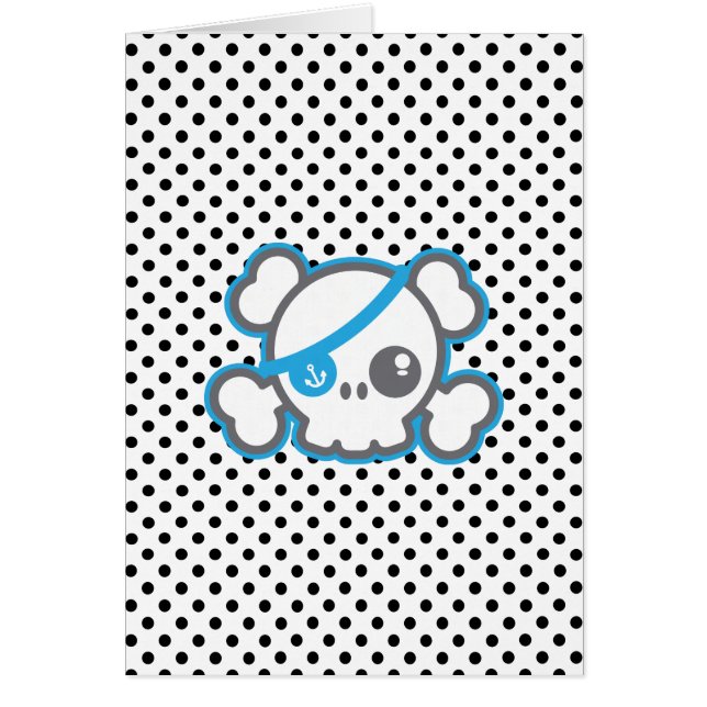 Kawaii Pirate Skull Note Card (Vorne)