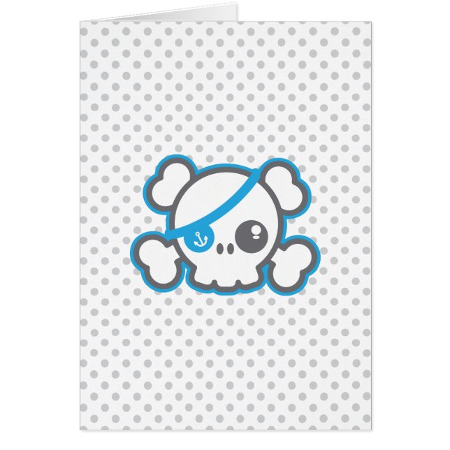 Kawaii Pirate Skull Note Card (Vorne)