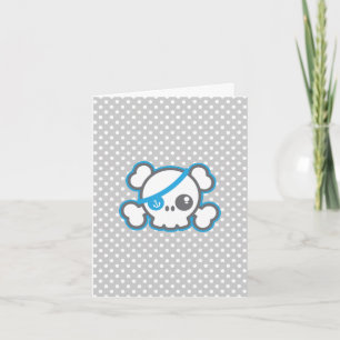 Kawaii Pirate Skull Note Card Karte