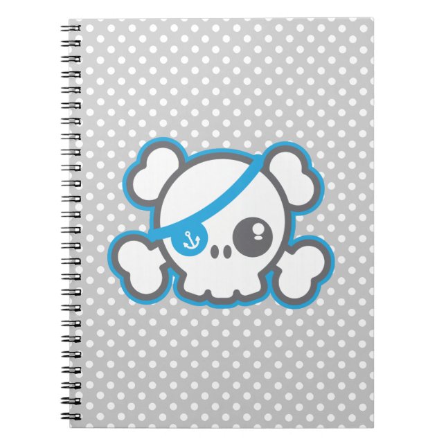 Kawaii Pirate Skull-Notebook Notizblock (Vorderseite)