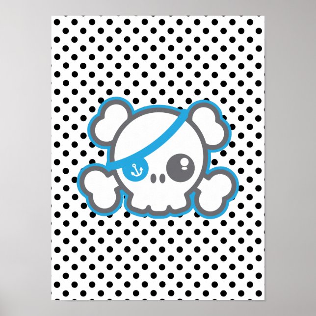 Kawaii Pirate Skull Poster Print (Vorne)