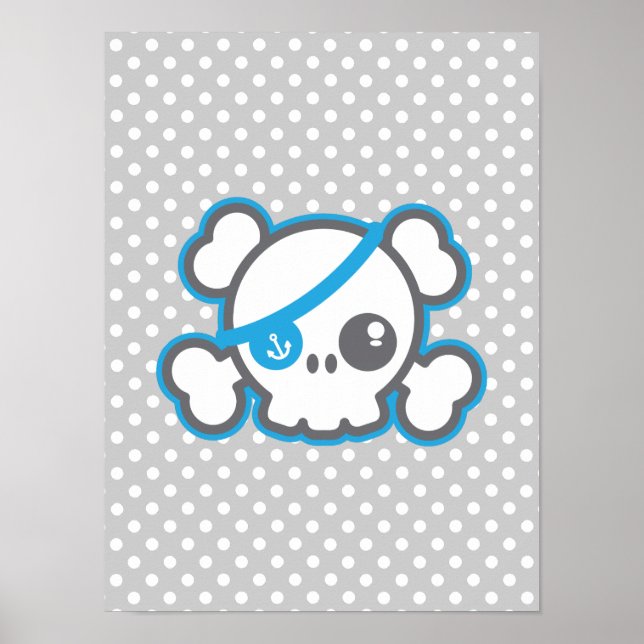Kawaii Pirate Skull Poster Print (Vorne)