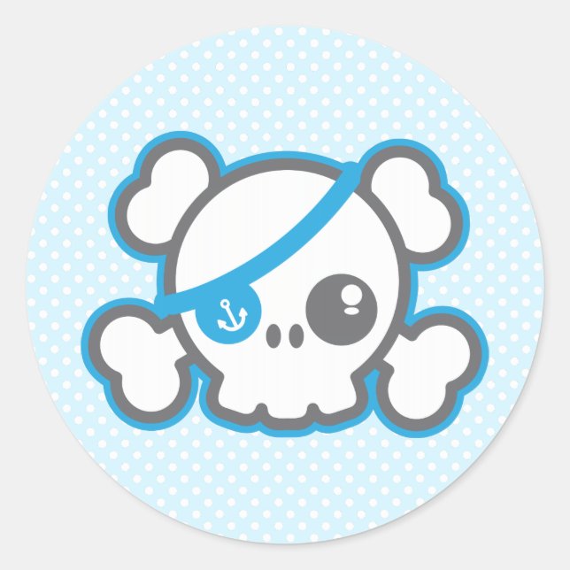 Kawaii Pirate Skull Stickers (Vorderseite)