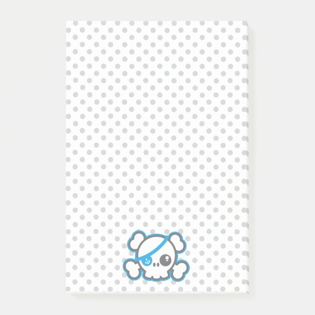 Kawaii Pirate Skull Sticky Note Cards Post-it Klebezettel (Vorderseite)