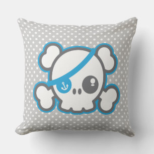 Kawaii Pirate Skull Throw Pillow Kissen