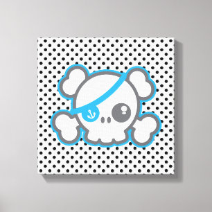 Kawaii Pirate Skull Wrapped Canvas Leinwanddruck