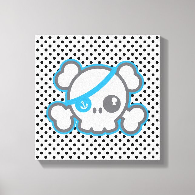 Kawaii Pirate Skull Wrapped Canvas Leinwanddruck (Vorderseite)