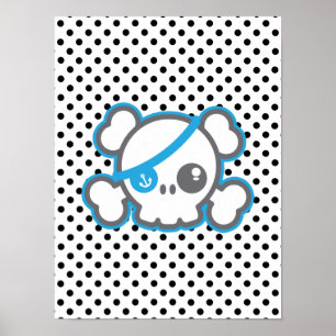 Kawaii-Piratenschädel Poster Druck