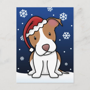 Kawaii Pitbull-Weihnachtspostkarte Feiertagspostkarte