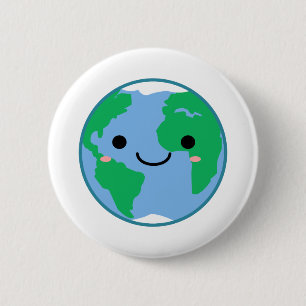 Kawaii Planeten-Erde Button