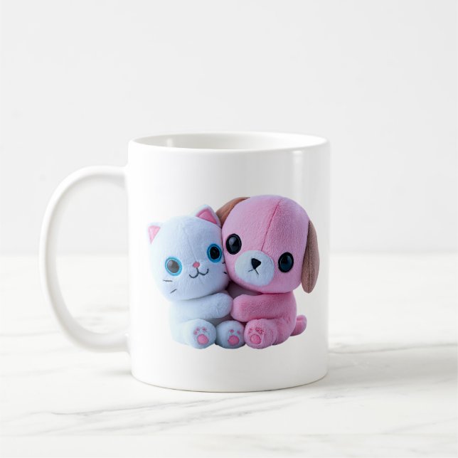 Kawaii Plüsch-Teddy-Hug Pastell Kaffeetasse (Links)