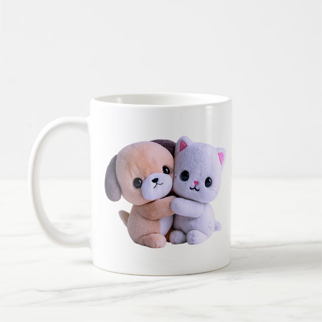 Kawaii Plüschtiere Umarmen Pastell Kaffeetasse (Links)