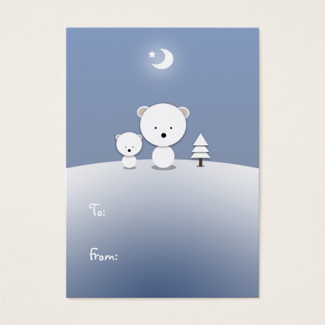 Kawaii Polar Bear Holiday Gift Tags (Vorderseite)