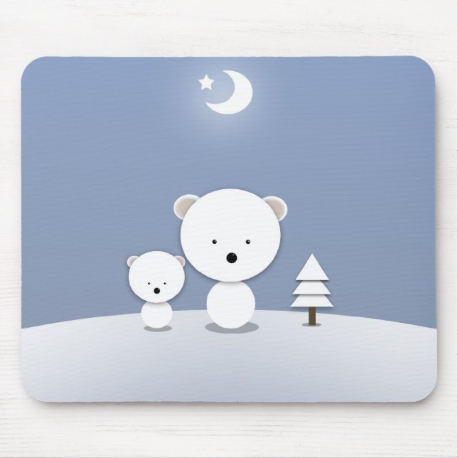 Kawaii Polar Bears Mousepad (Vorne)