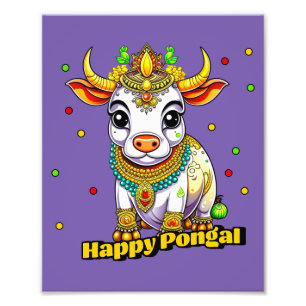 Kawaii Pongal dekorierte Kuh Fotodruck