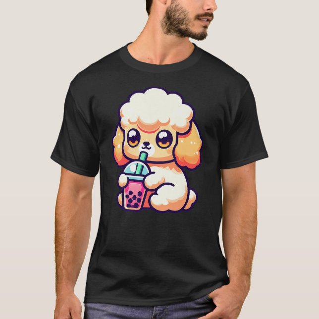 Kawaii Poodle Dog Anime Boba Tea Bubble Milk Tea K T-Shirt (Vorderseite)