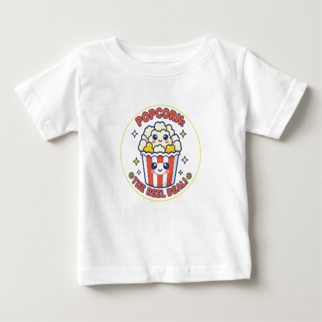 Kawaii Popcorn Film Pun Baby T-shirt (Vorderseite)