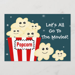 Kawaii Popcorn Movie Theme Party Einladung