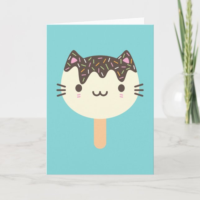 Kawaii Popsicle Cat Karte (Vorderseite)