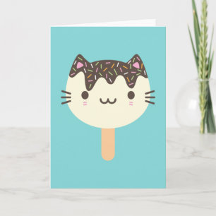 Kawaii Popsicle Cat Karte