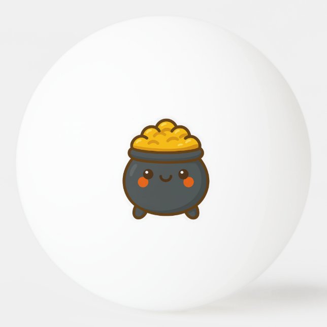 Kawaii Pot of Gold Tischtennisball (Vorderseite)
