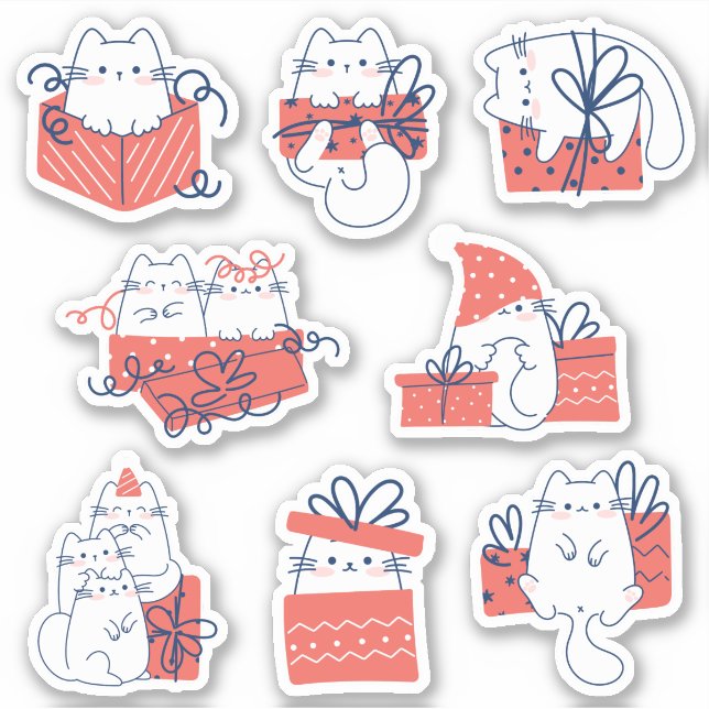 Kawaii Present Geschenkboxen Kitty Vinyl Stickers Aufkleber (Vorderseite)