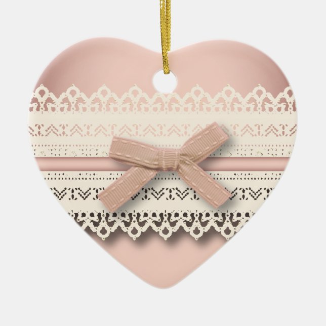 Kawaii Prinzessin mädchenhafte, weiße Spitze, rosa Keramikornament (Vorne)