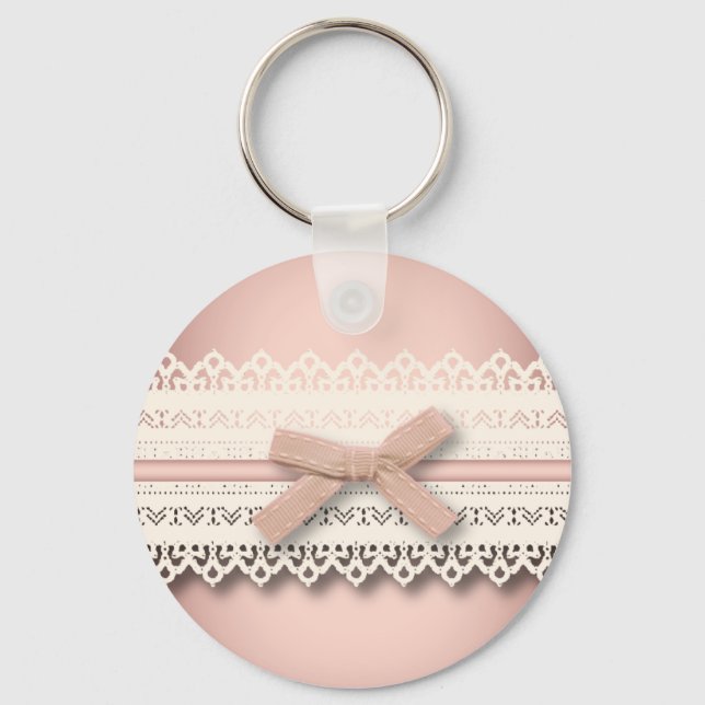 Kawaii Prinzessin mädchenhafte, weiße Spitze, rosa Schlüsselanhänger (Vorderseite)